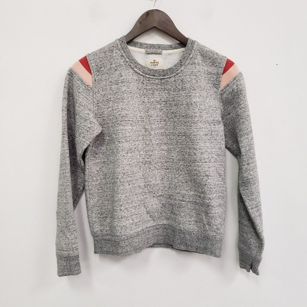 Marine Layer Mens Speckled Gray Sweatshirt Size S Crew Neck Fleece Lined Warm